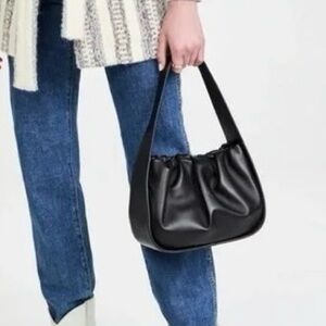 Loeffler randall black leather ruched bag